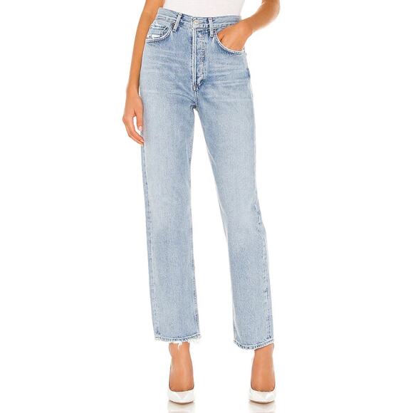 Agolde 90s Mid Rise Loose Fit Jeans Women’s Size 26 Light Wash Snapshot - Picture 1 of 8